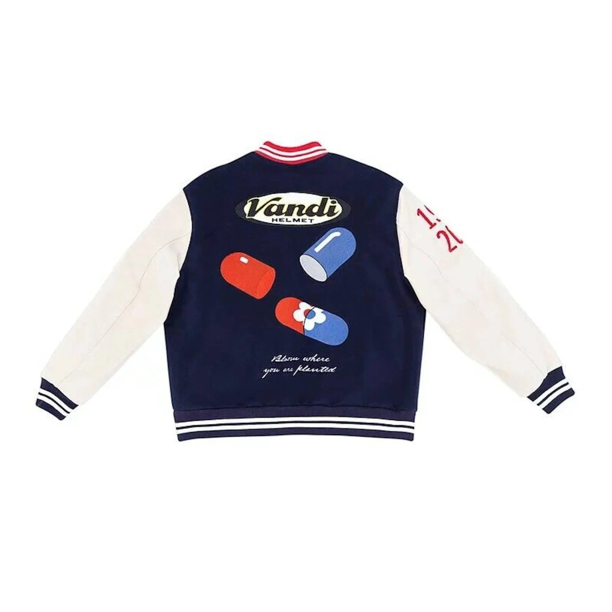 Vandy The Pink Akira Blue Pill Varsity Jacket Navy Blue | ABco